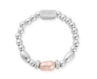 ChloBo Sterling Silver Mini Sparkle Pink Pearl Ring - M
