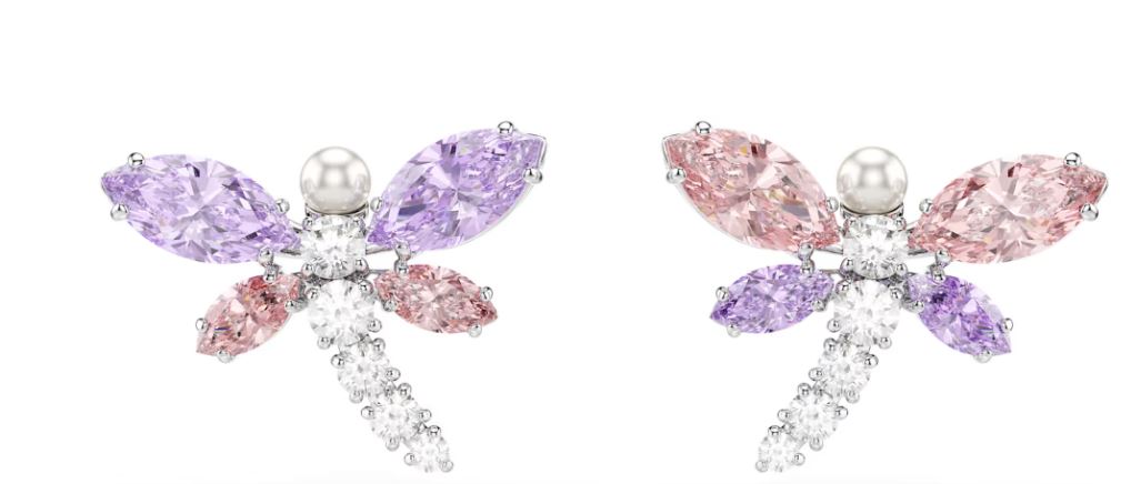 Swarovski Ariana Grande 2026 Capsule Dragonfly Stud Earrings, Mixed Cuts, Multicoloured, Rhodium Plated