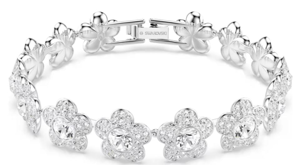 Swarovski Ariana Grande 2026 Capsule Angelic Bracelet, Round Cut, Flower, White, Rhodium Plated
