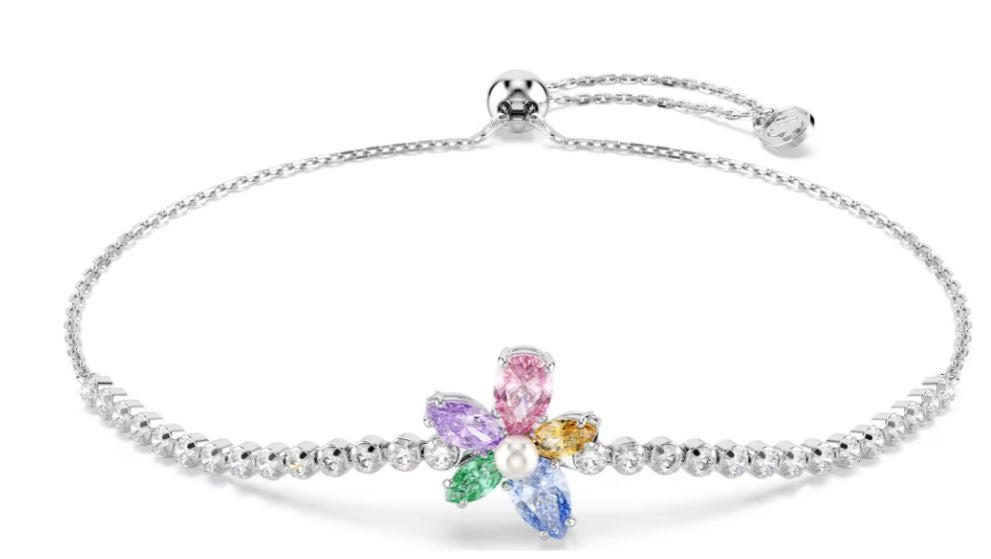 Swarovski Ariana Grande 2026 Capsule Bracelet, Mixed Cuts, Flower, Multicoloured, Rhodium Plated
