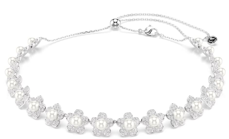 Swarovski Ariana Grande 2026 Capsule Choker,Crystal Pearl, Round Cut, White, Rhodium Plated
