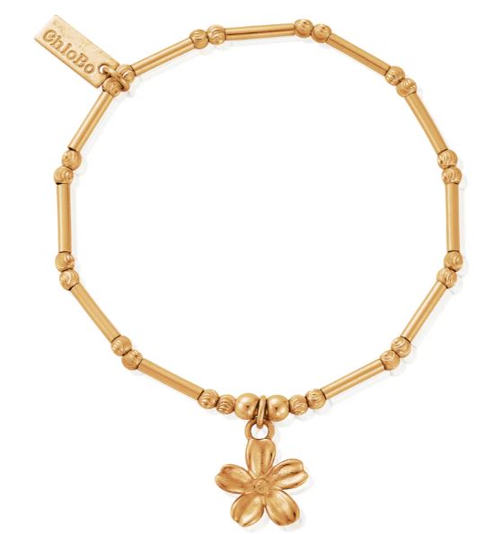 ChloBo Sterling SilverYellow Gold Plated Dainty Moon Cut Sparkle Forget Me Not Bracelet