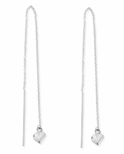 ChloBo Sterling Silver Mini Puffed Heart Pull Through Earrings