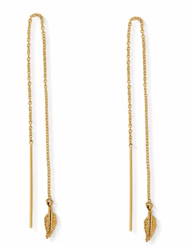 ChloBo Sterling Silver Yellow Gold Plated Feather Of Courage Pull Through Earrings