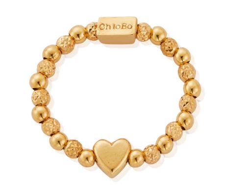 ChloBo Sterling Silver Yellow Gold Plated Inset Heart Ring - M
