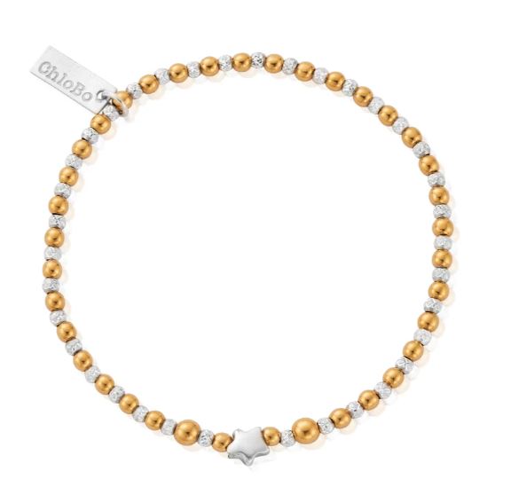 ChloBo Sterling Silver And Yellow Gold Plated Inset Star Bracelet
