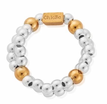 ChloBo Sterling Silver And Yellow Gold Plated Entwined Double Ring - M