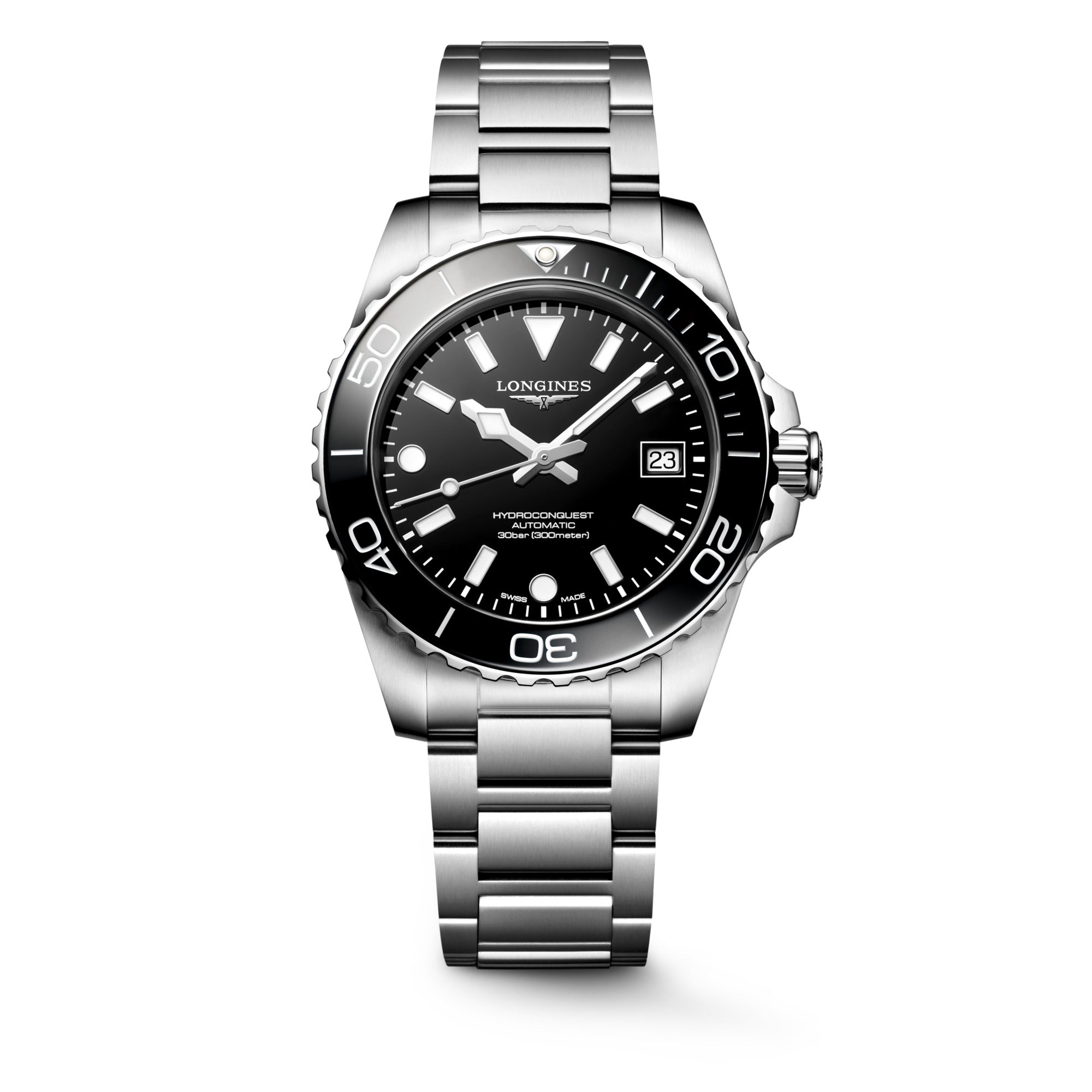 Longines HydroConquest 39mm Black Bezel Automatic Mens Watch