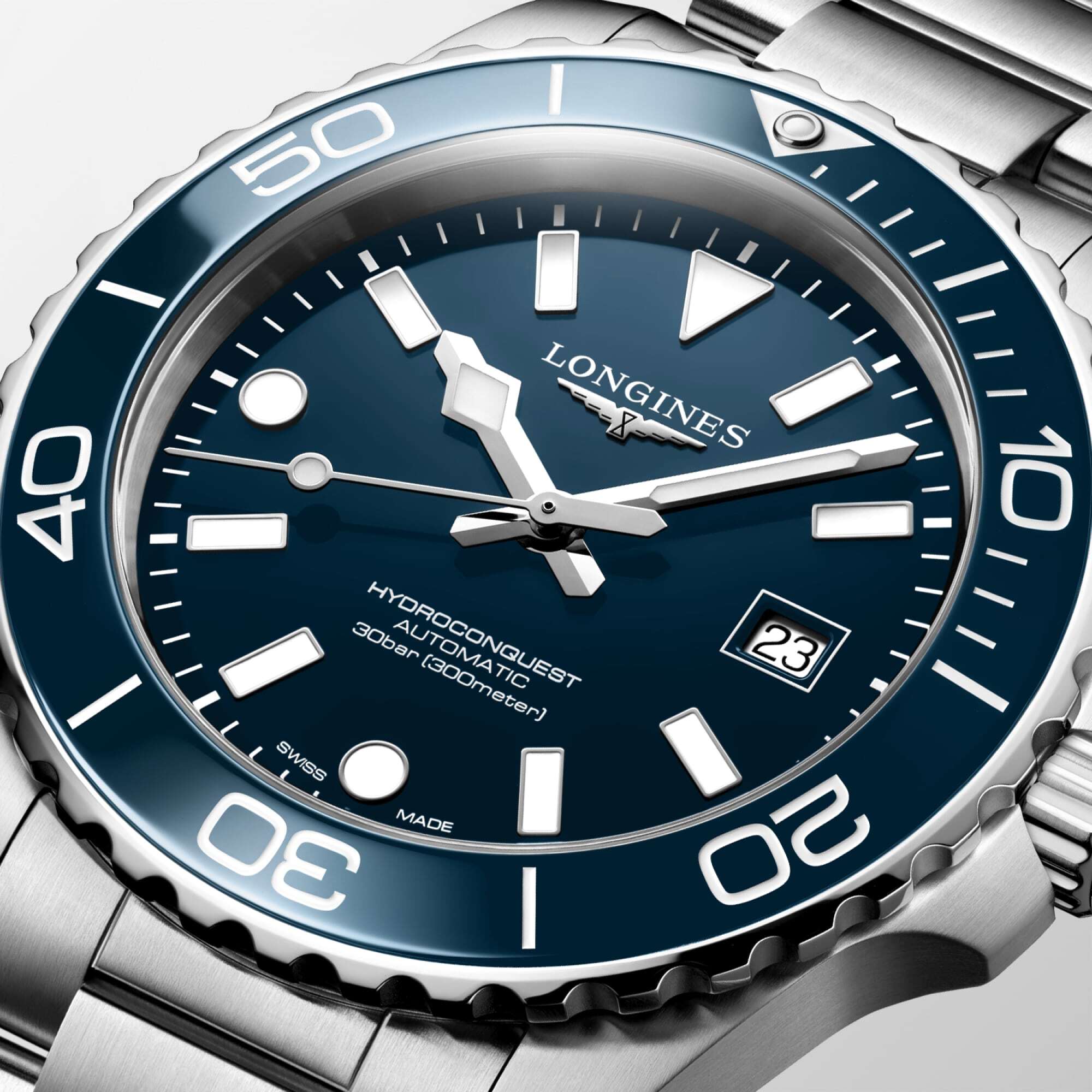 Longines HydroConquest 42mm Blue Bezel Automatic Mens Watch