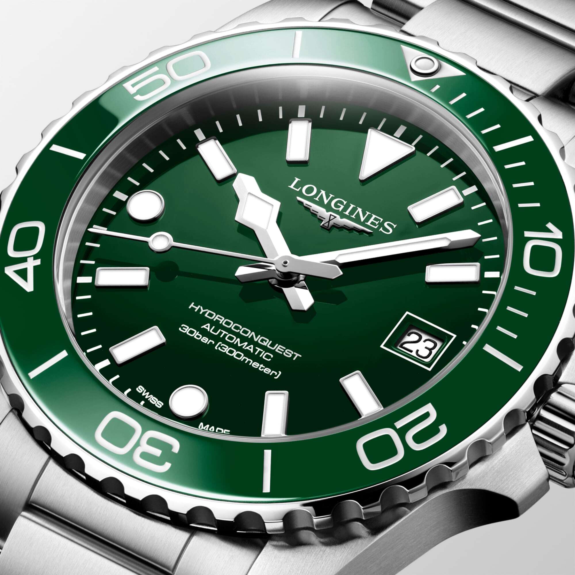 Longines HydroConquest 39mm Green Bezel Automatic Mens Watch
