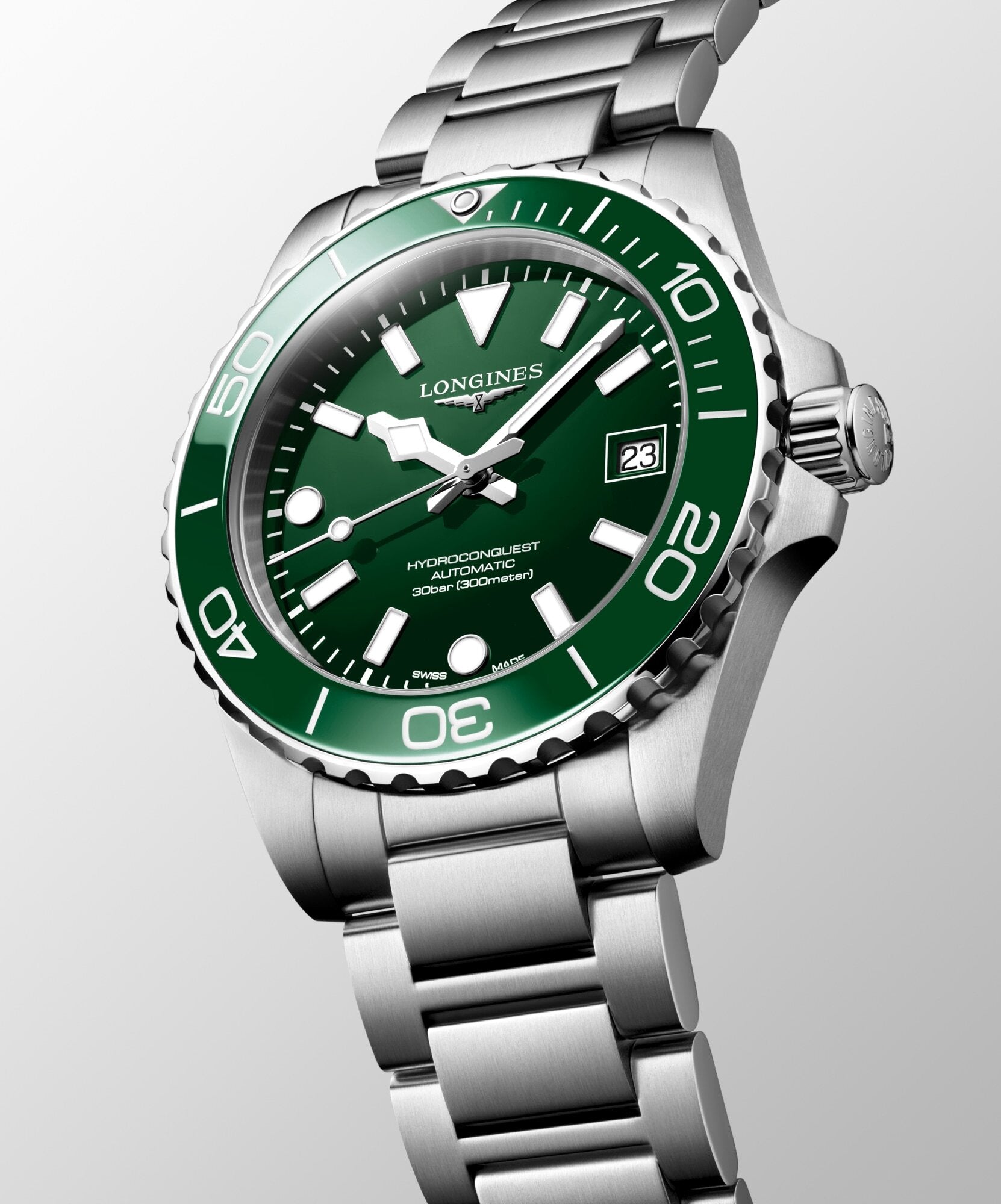 Longines HydroConquest 39mm Green Bezel Automatic Mens Watch