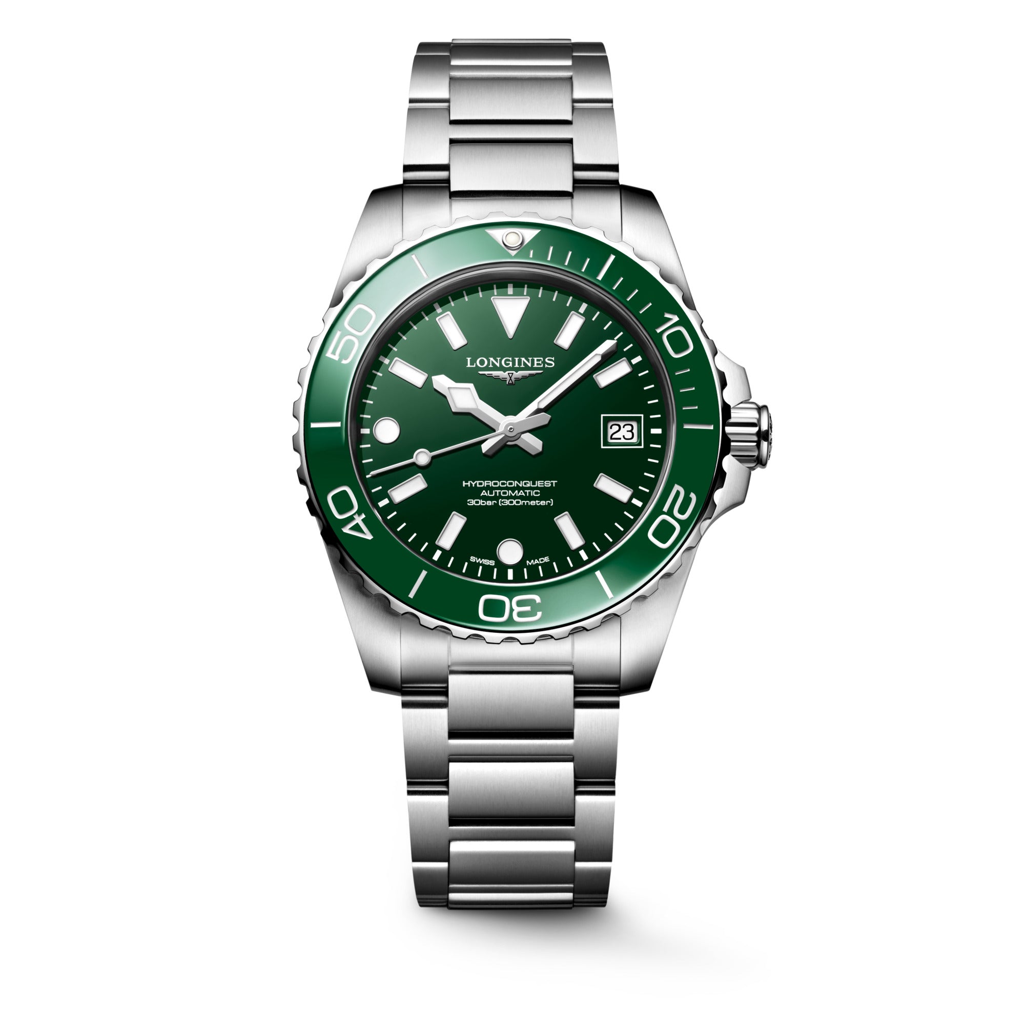 Longines HydroConquest 39mm Green Bezel Automatic Mens Watch