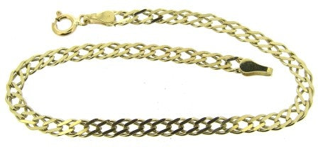 Vintage 9ct Yellow Gold Double Curb Link Bracelet 7.5'