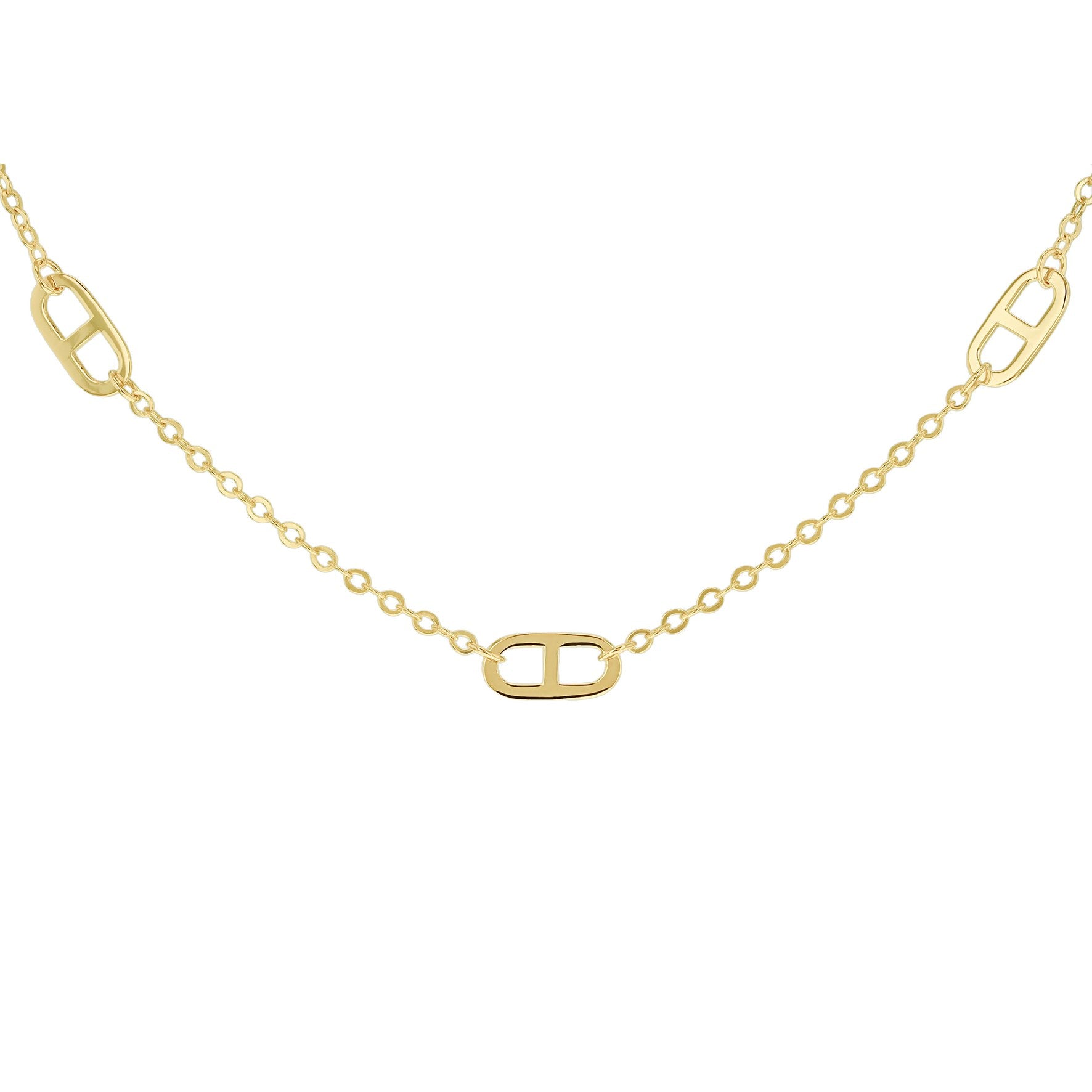9ct Yellow Gold 5 Station Rambo Necklace 16 Inch