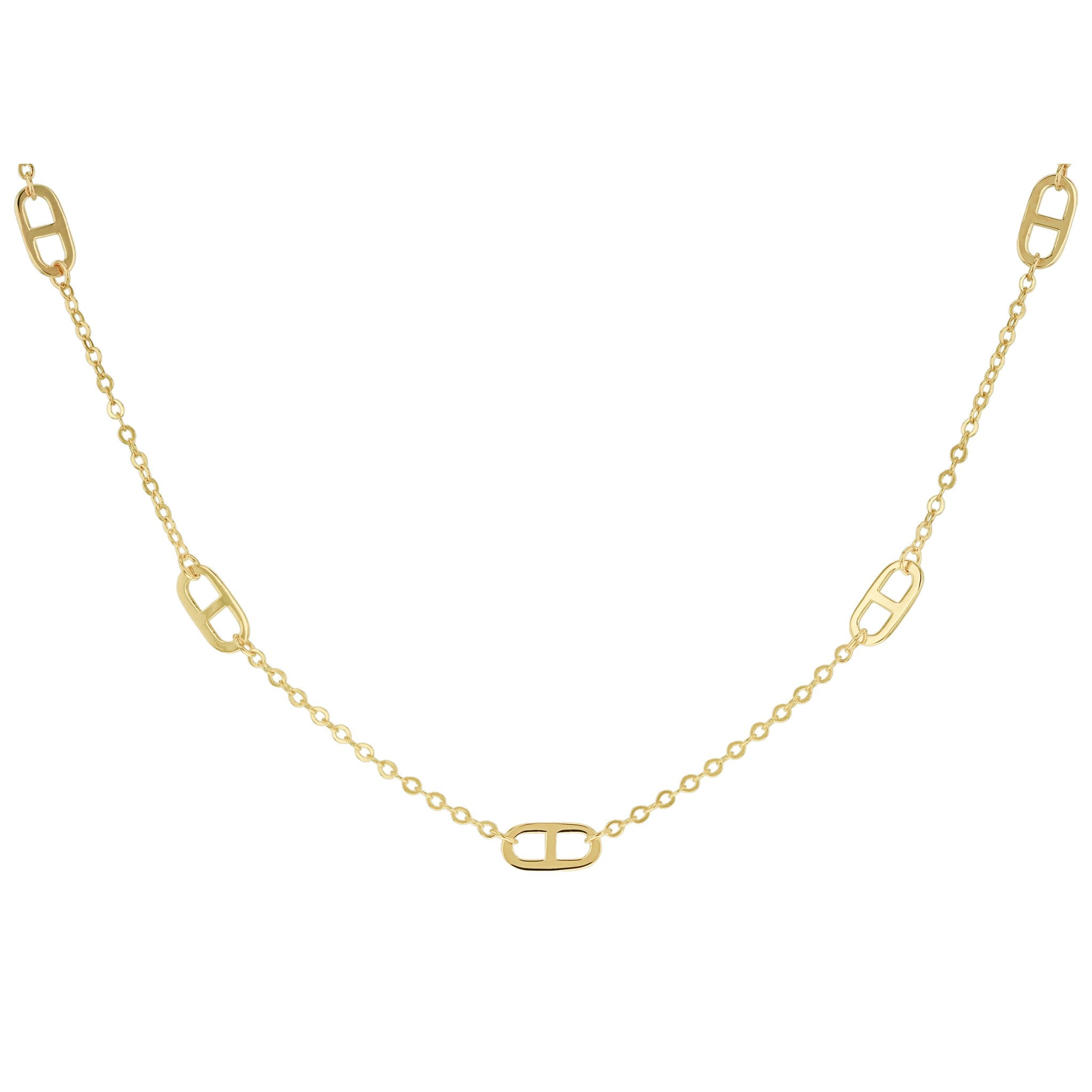 9ct Yellow Gold 5 Station Rambo Necklace 16 Inch