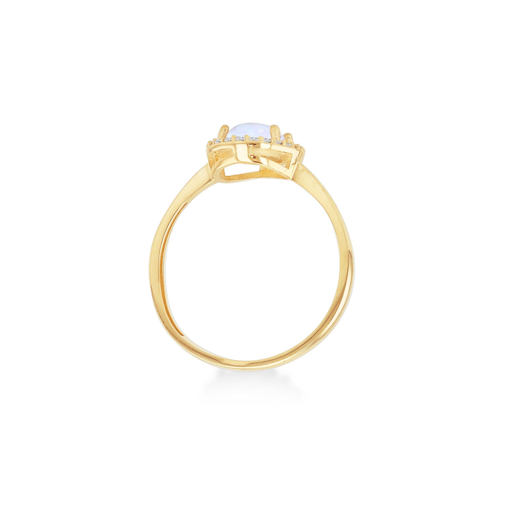 9ct Yellow Gold Oval Synthetic Opal & Cubic Zirconia Halo Ring