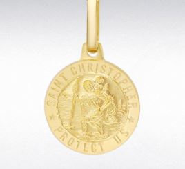 Sterling Silver Yellow Gold Plated 12mm St Christopher Pendant (no chain)