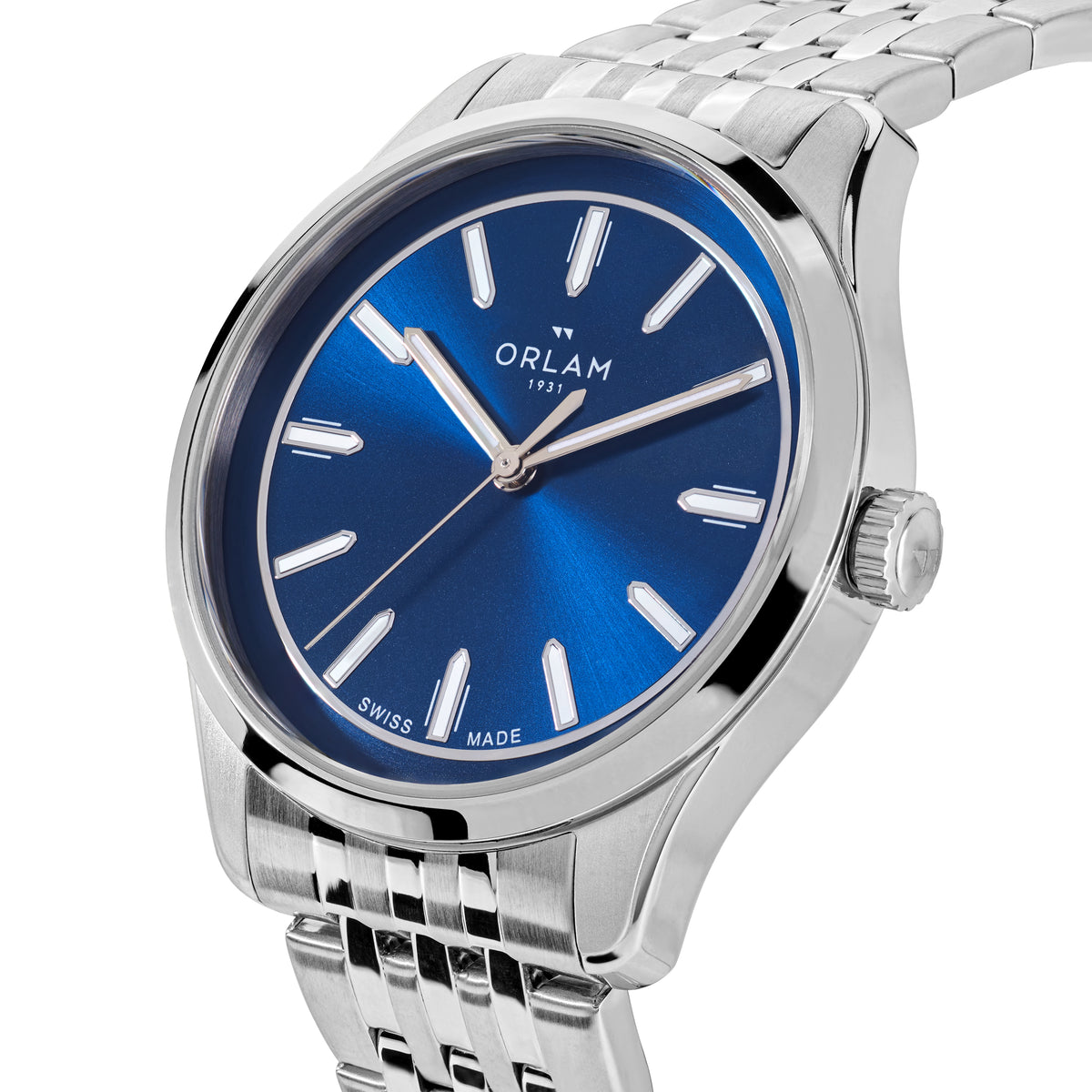Orlam Cadence 40mm Blue Dial Stainless Steel Bracelet Quartz Mens Watch