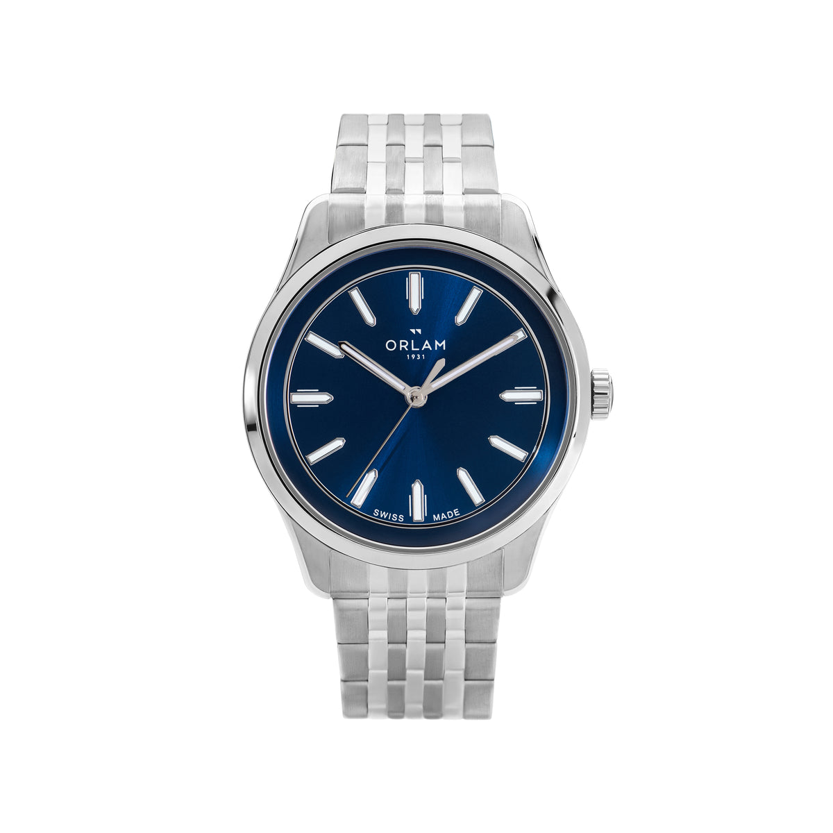 Orlam Cadence 40mm Blue Dial Stainless Steel Bracelet Quartz Mens Watch