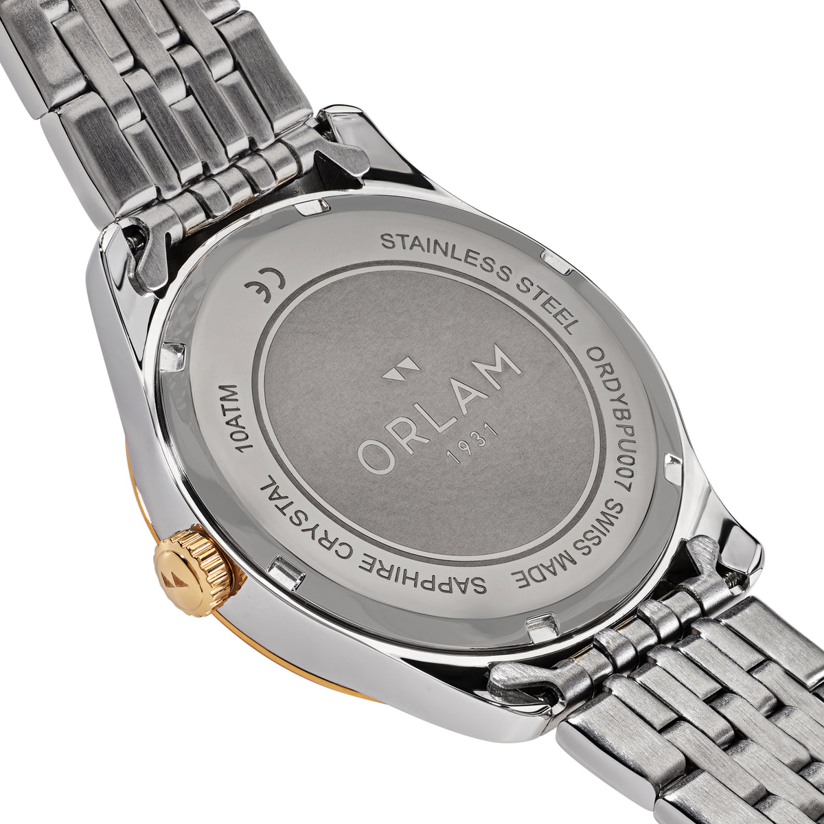 Orlam Pulse 40mm Black Dial Two-Tone Bracelet Quartz Mens Watch