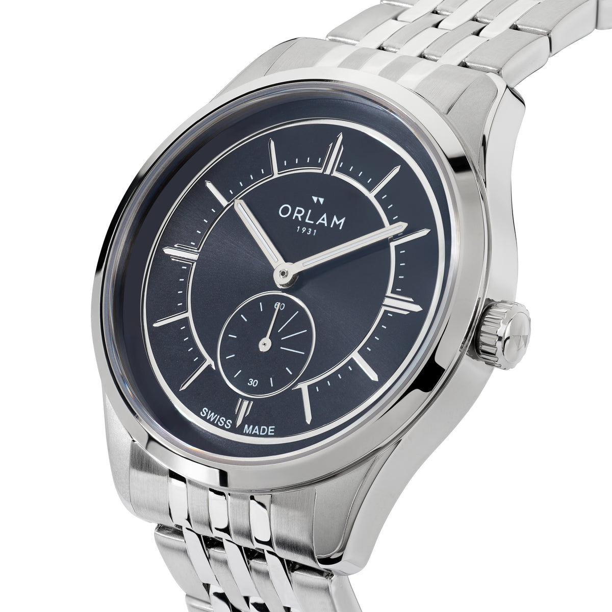 Orlam Echo 40mm Black Dial Stainless Steel Bracelet Quartz Mens Watch