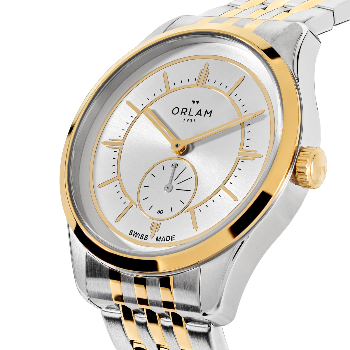 Orlam Echo 40mm Silver Dial Two-Tone Bracelet Quartz Mens Watch