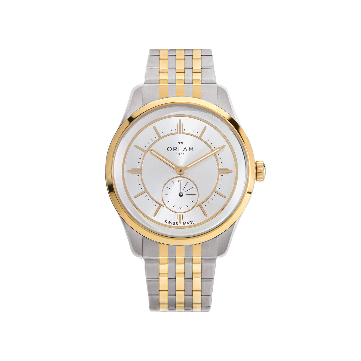 Orlam Echo 40mm Silver Dial Two-Tone Bracelet Quartz Mens Watch