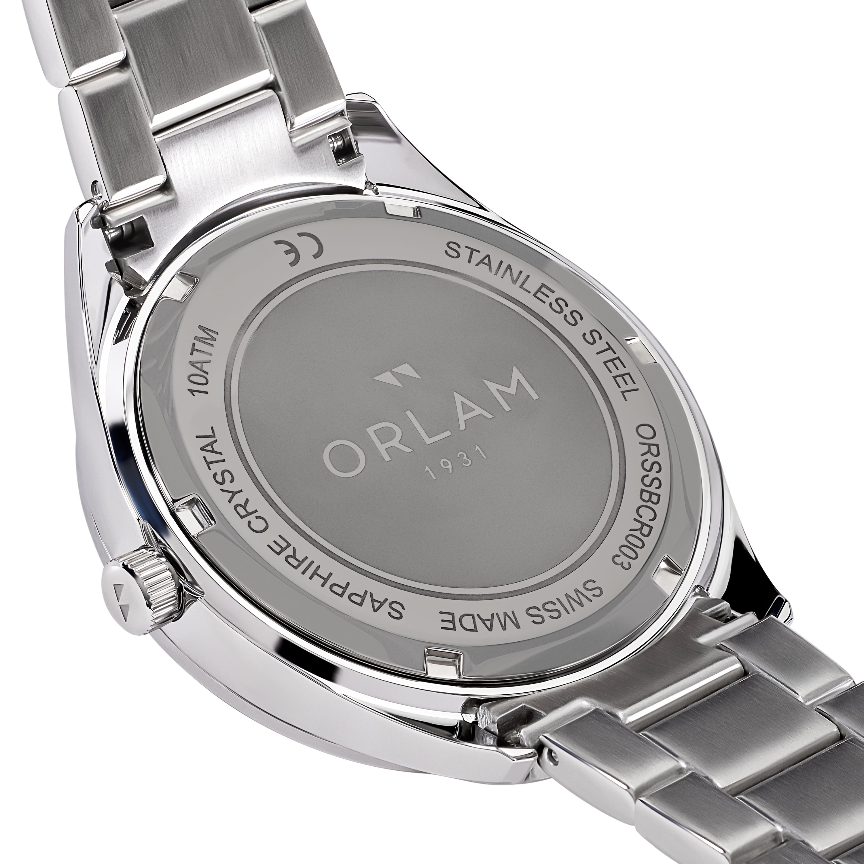 Orlam Crepuscule 41mm Black Dial Stainless Steel Bracelet Quartz Mens Watch