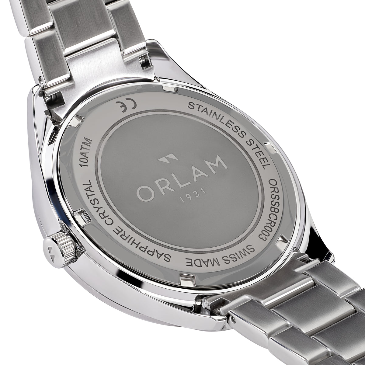 Orlam Crepuscule 41mm Black Dial Stainless Steel Bracelet Quartz Mens Watch