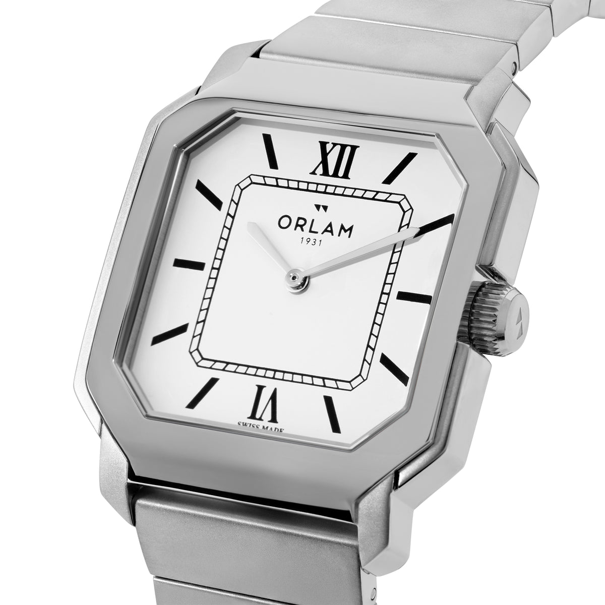 Orlam Heritage 36mm White Dial Stainless Steel Bracelet Quartz Mens Watch