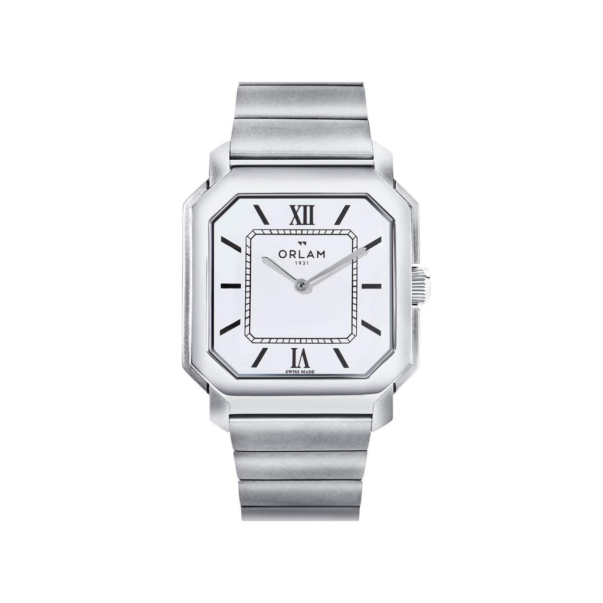Orlam Heritage 36mm White Dial Stainless Steel Bracelet Quartz Mens Watch