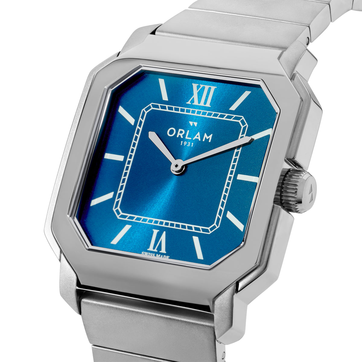 Orlam Heritage 36mm Blue Dial Stainless Steel Bracelet Quartz Mens Watch