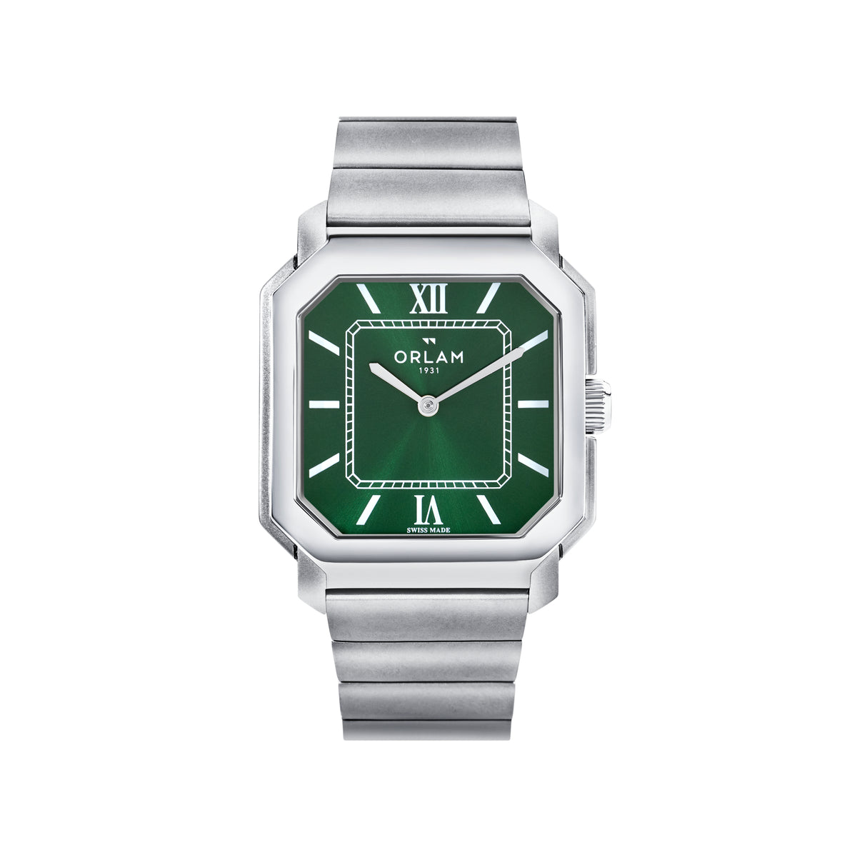Orlam Heritage 36mm Green Dial Stainless Steel Bracelet Quartz Mens Watch