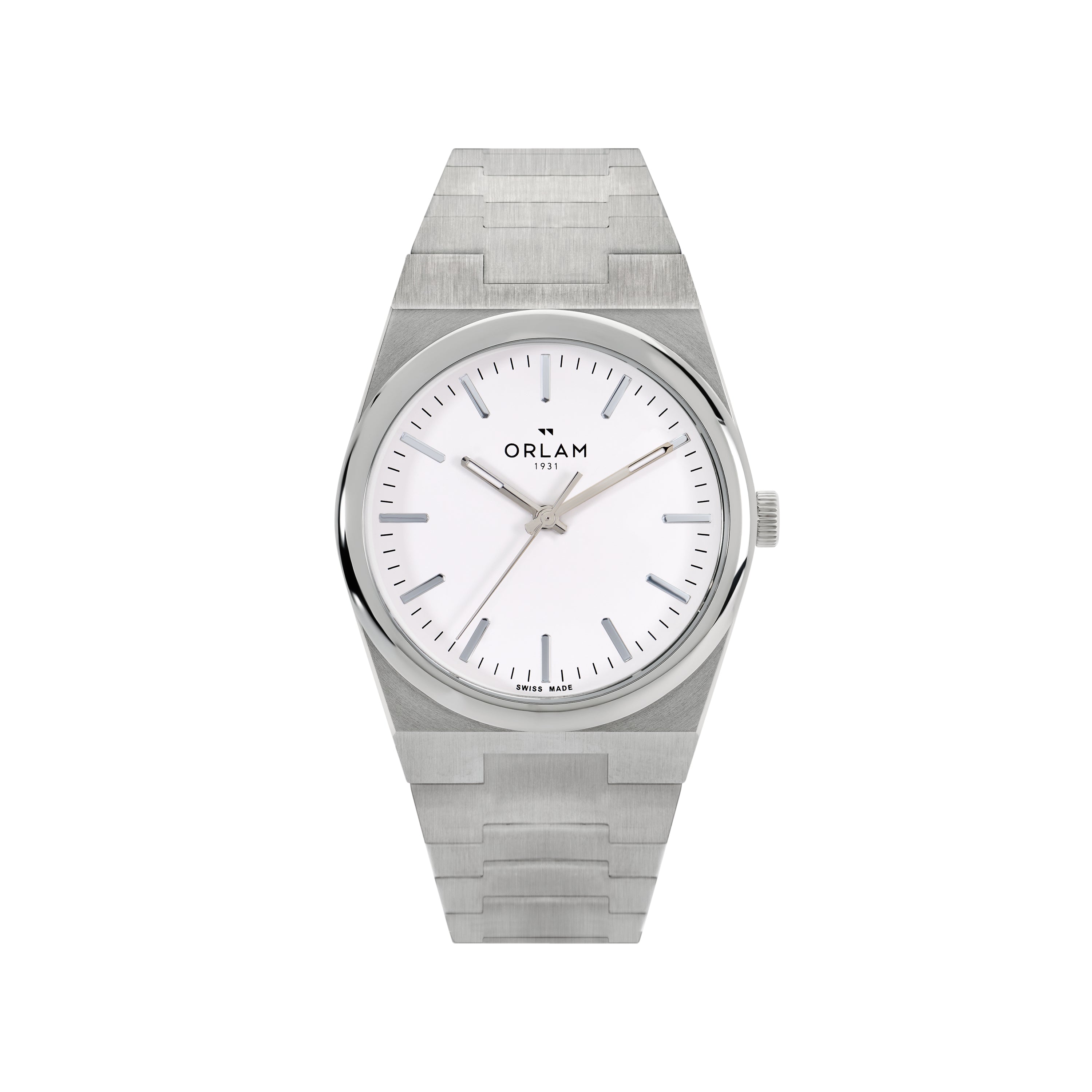Orlam Elan 41mm White Dial Stainless Steel Bracelet Quartz Mens Watch