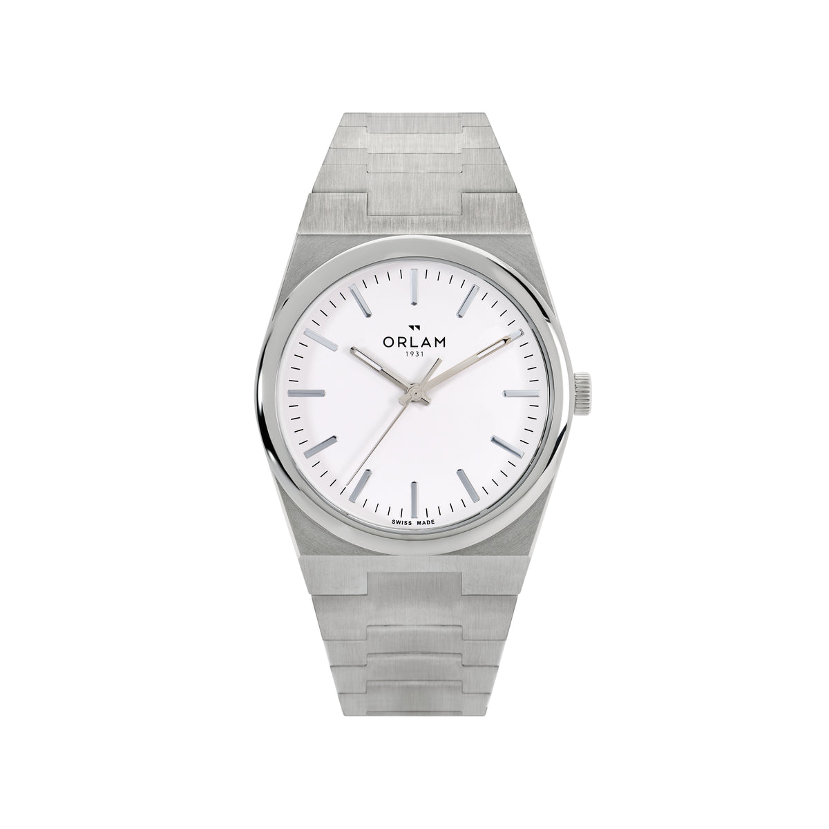 Orlam Elan 41mm White Dial Stainless Steel Bracelet Quartz Mens Watch