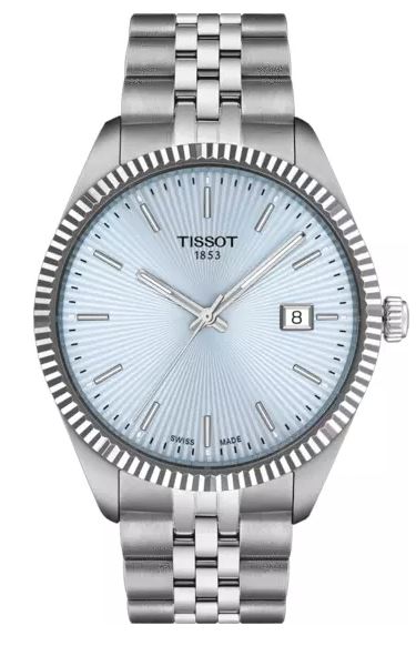 Tissot Gents Ballade Quartz Watch 40mm Ice Blue Dial Fluted Bezel