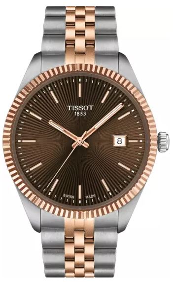 Tissot Gents Ballade Quartz Watch 40mm Two-Tone Rose Gold PVD Brown Dial