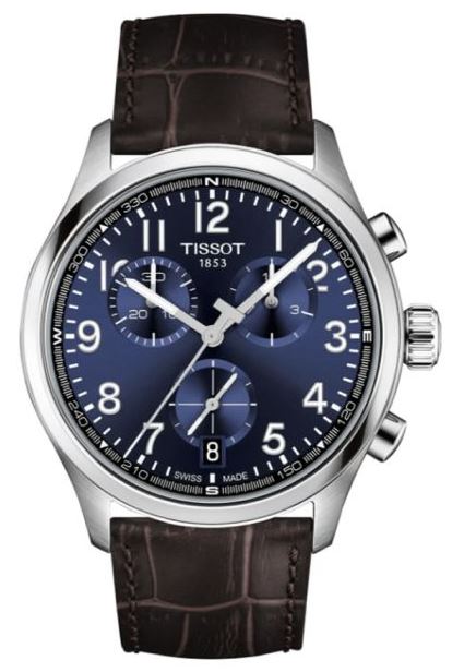 Tissot Gents Chrono L Quartz Watch 42mm Blue Dial Brown Leather Strap