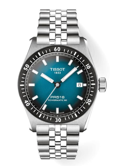 Tissot Gents PR516 Powermatic 80 Watch 38mm Graded Blue-Black Dial