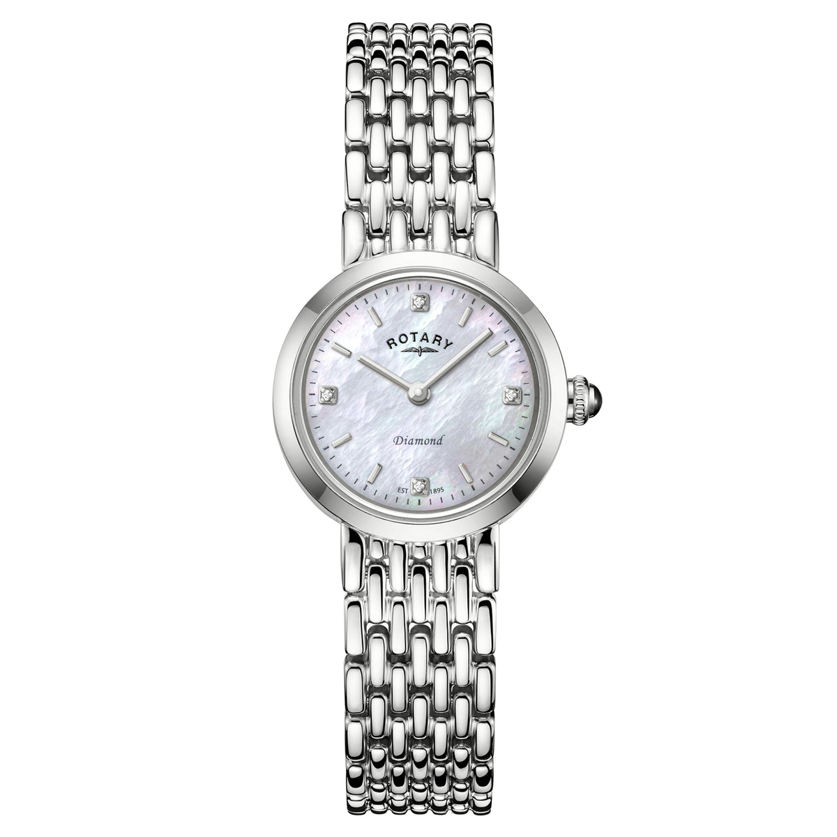 Rotary Heritage Diamond 22.7mm Mother of Pearl Stainless Steel Bracelet Quartz Ladies Watch