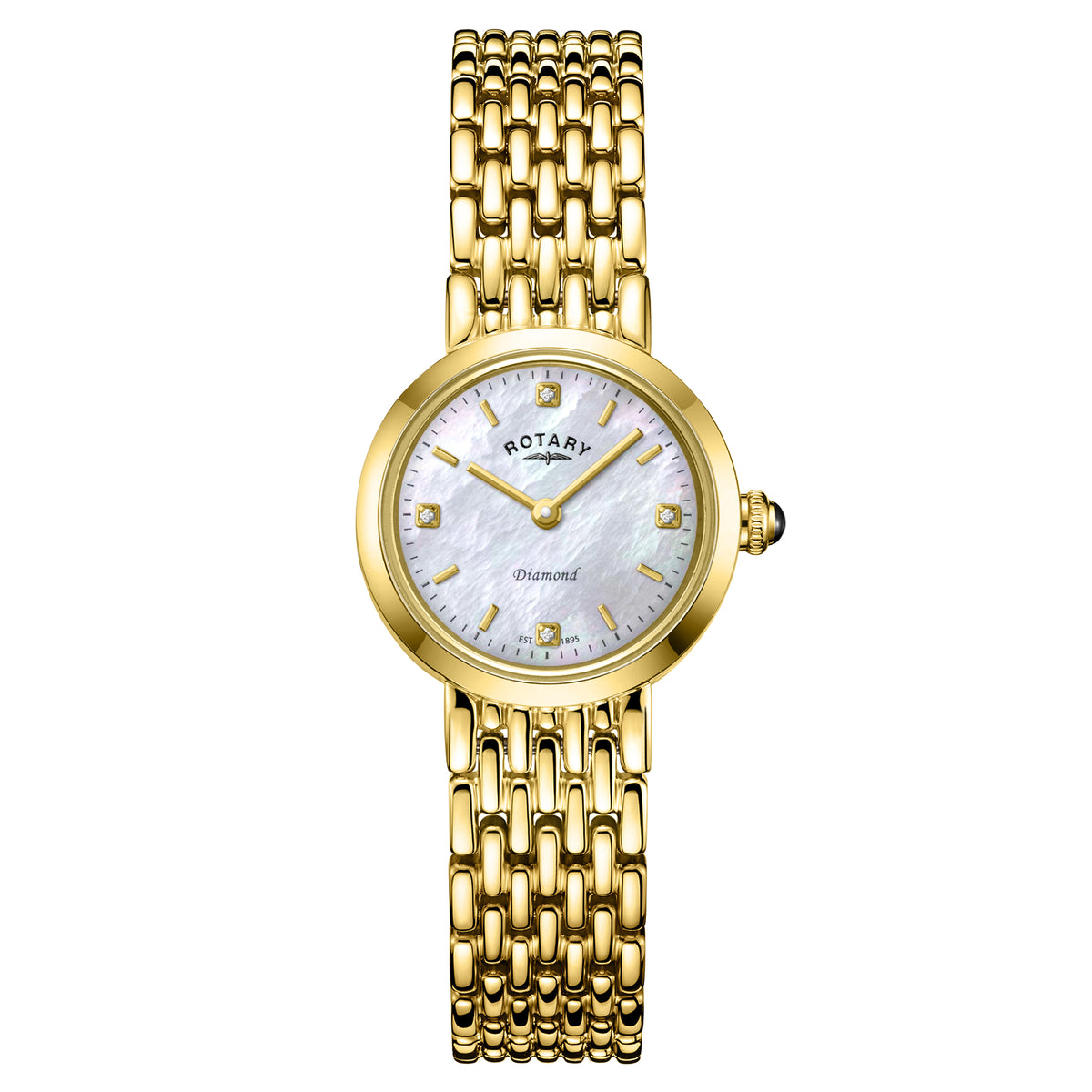 Rotary Heritage Diamond 22.7mm Mother of Pearl Yellow Gold PVD Bracelet Quartz Ladies Watch