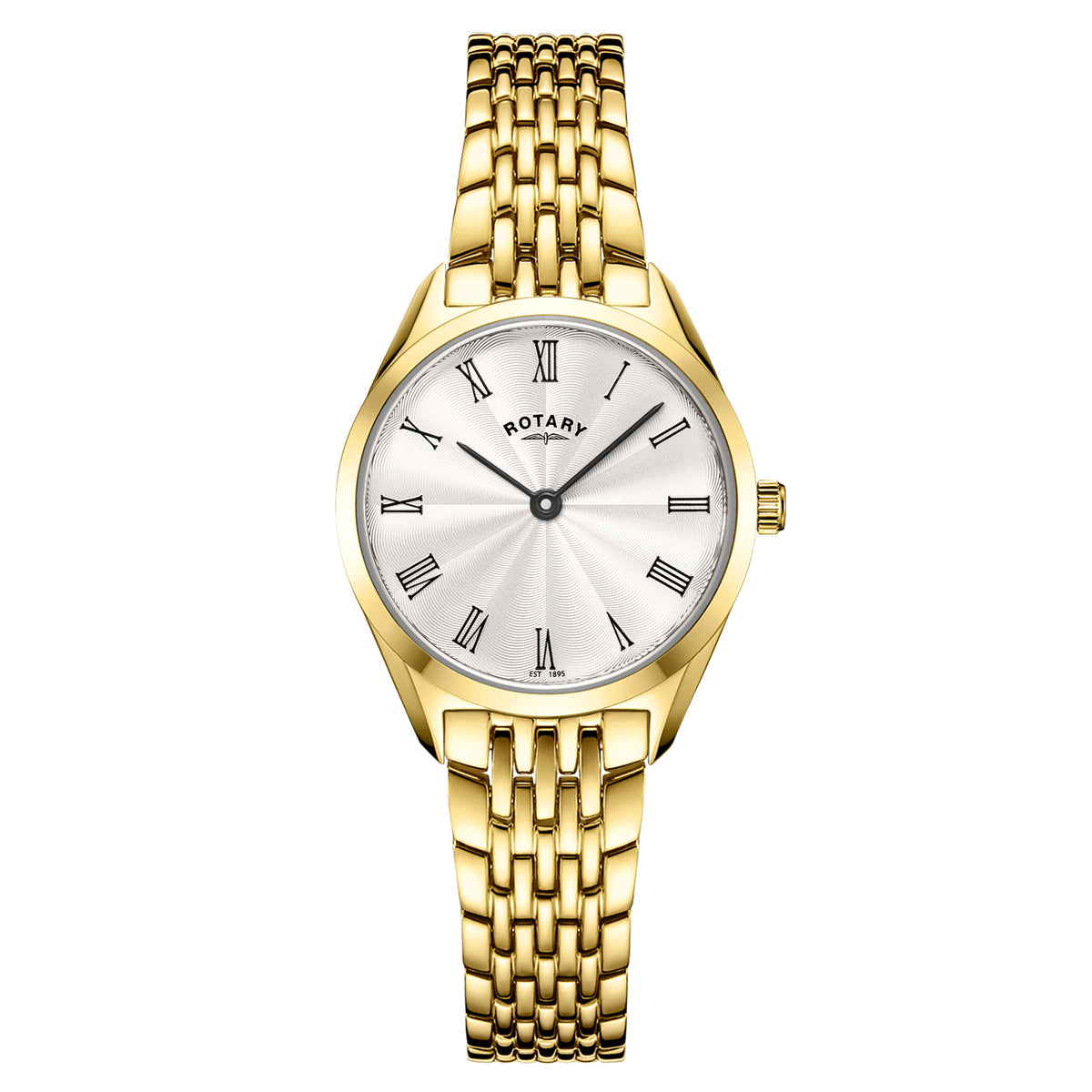 Rotary Ultra Slim 27mm Yellow Gold PVD Bracelet Quartz Ladies Watch