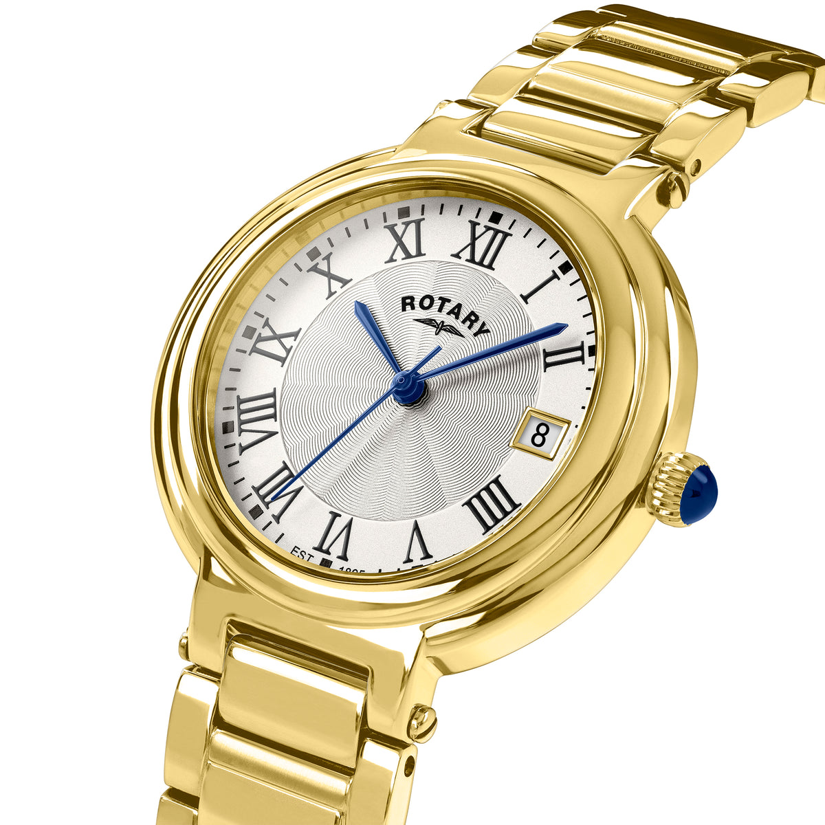 Rotary Heritage 34mm White Dial Yellow Gold PVD Bracelet Quartz Ladies Watch