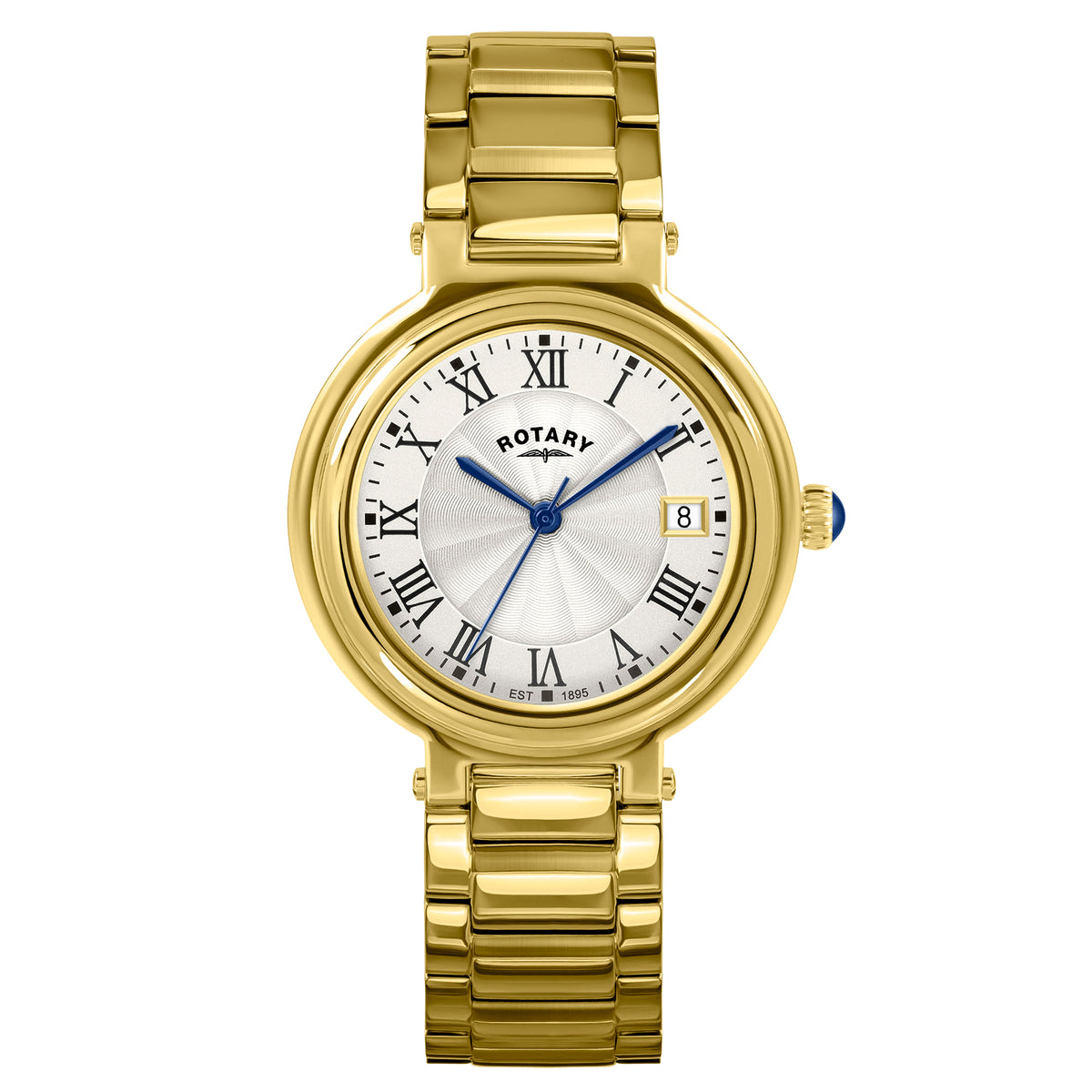 Rotary Heritage 34mm White Dial Yellow Gold PVD Bracelet Quartz Ladies Watch