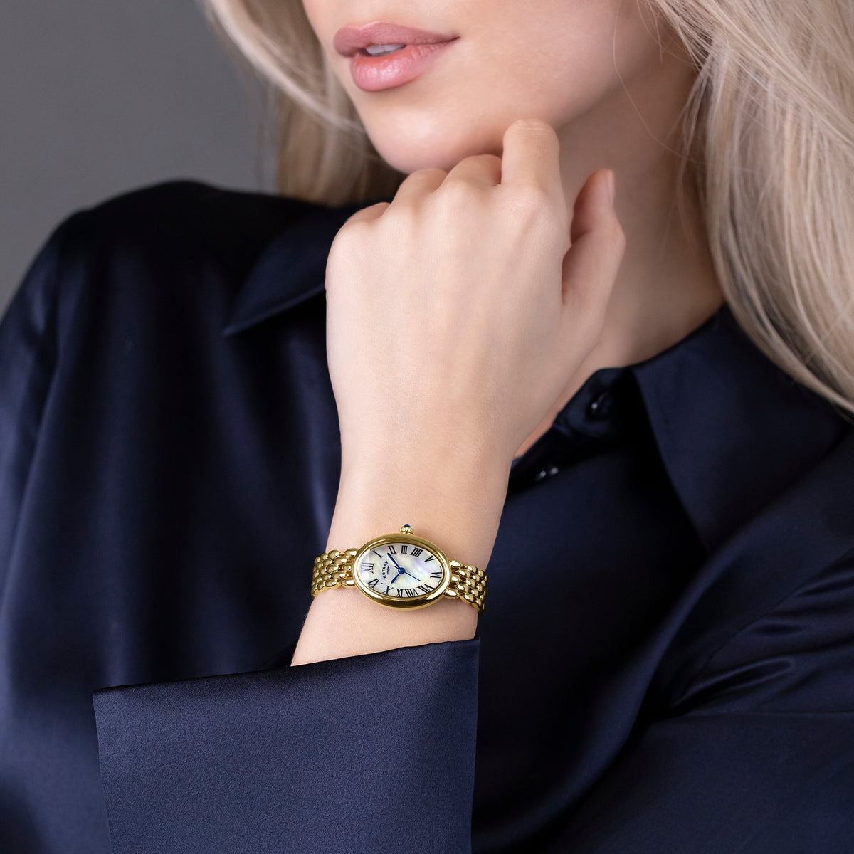 Rotary Heritage Astoria 22mm Mother of Pearl Yellow Gold PVD Bracelet Quartz Ladies Watch