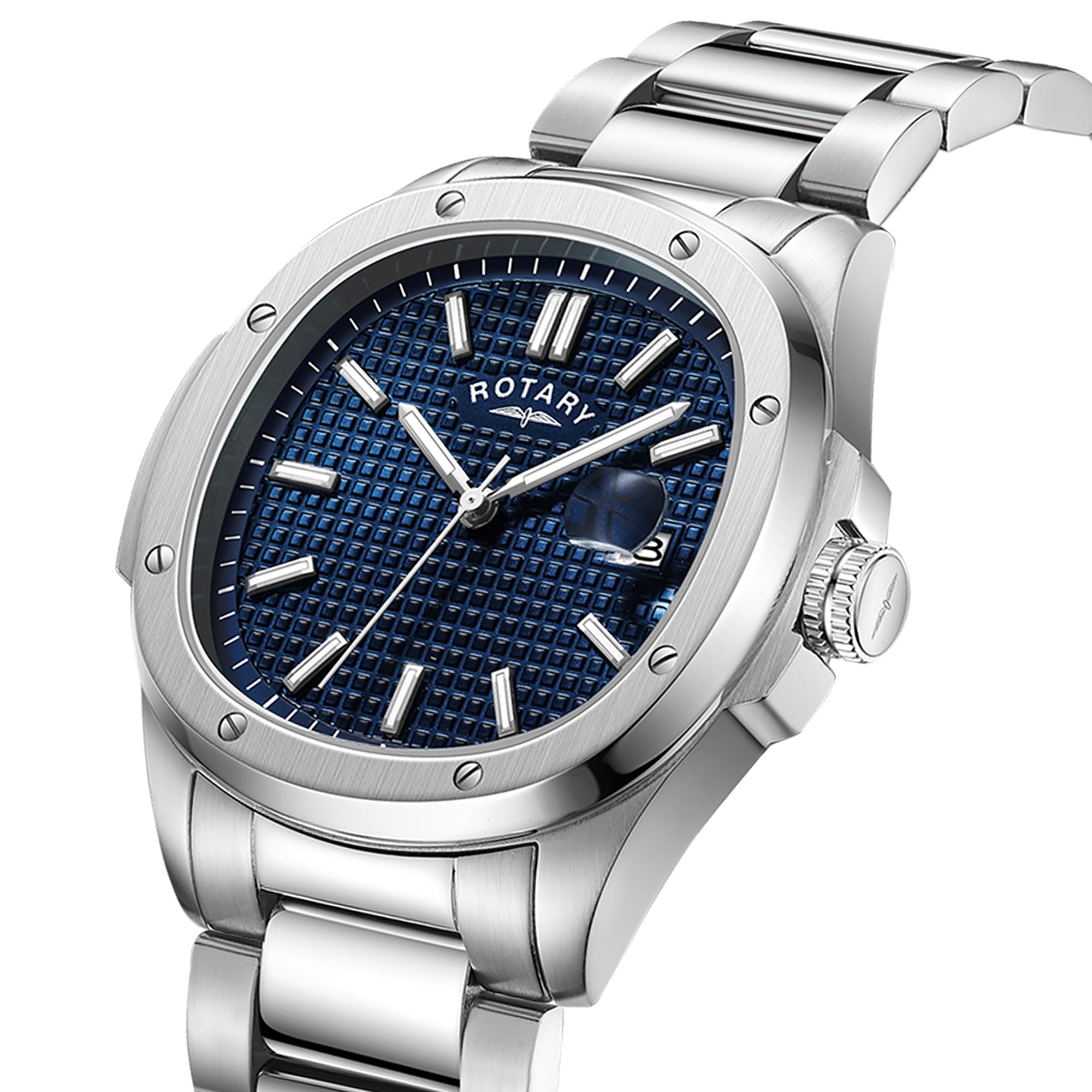 Rotary Apex100 40mm Blue Stainless Steel Bracelet Quartz Mens Watch