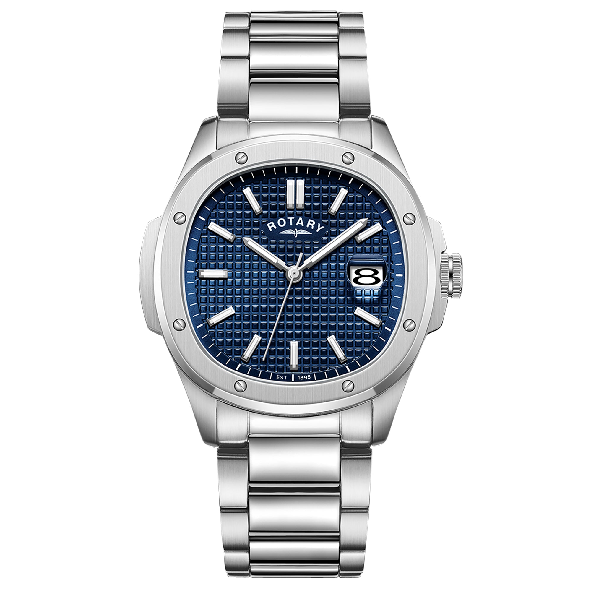 Rotary Apex100 40mm Blue Stainless Steel Bracelet Quartz Mens Watch
