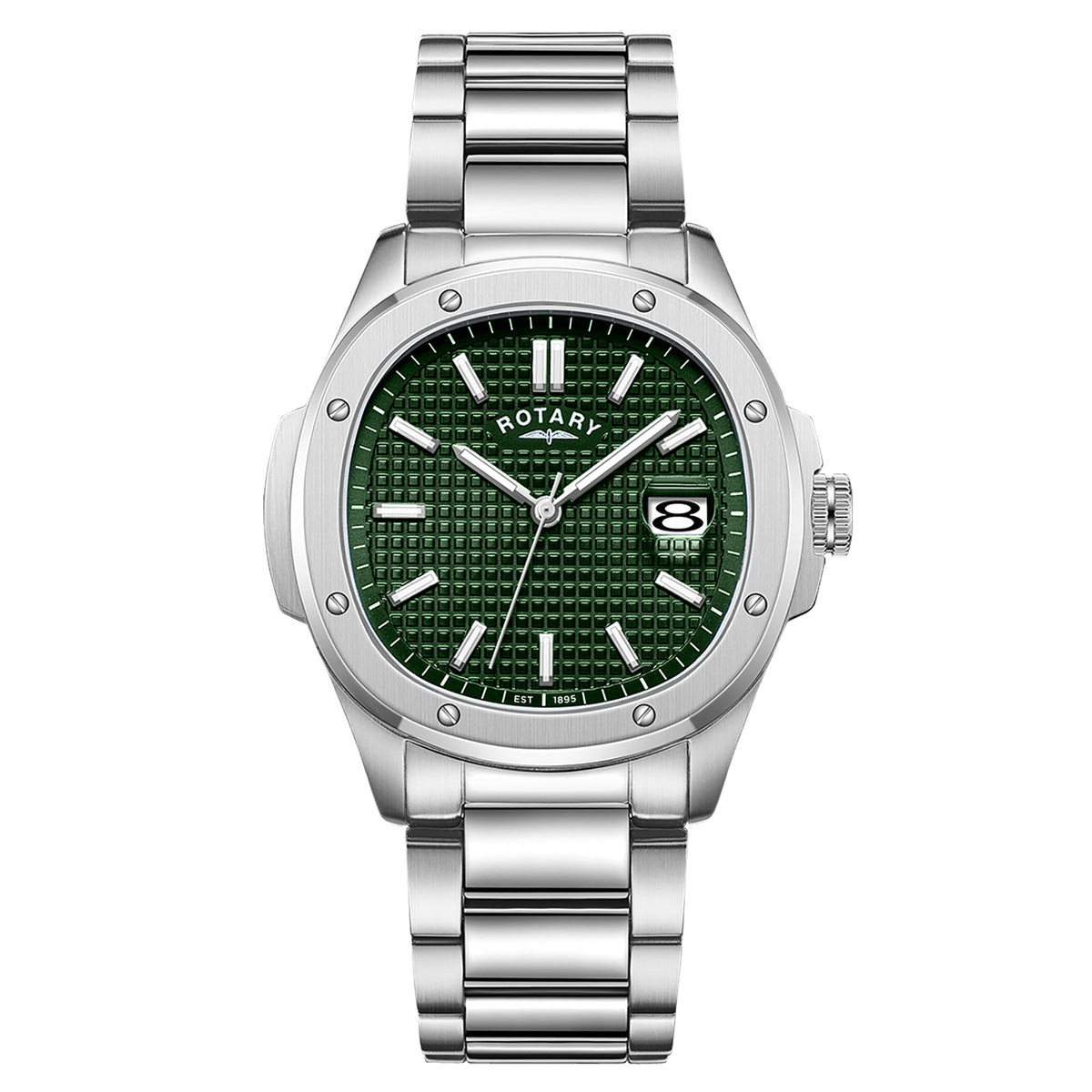 Rotary Apex100 40mm Green Stainless Steel Bracelet Quartz Mens Watch