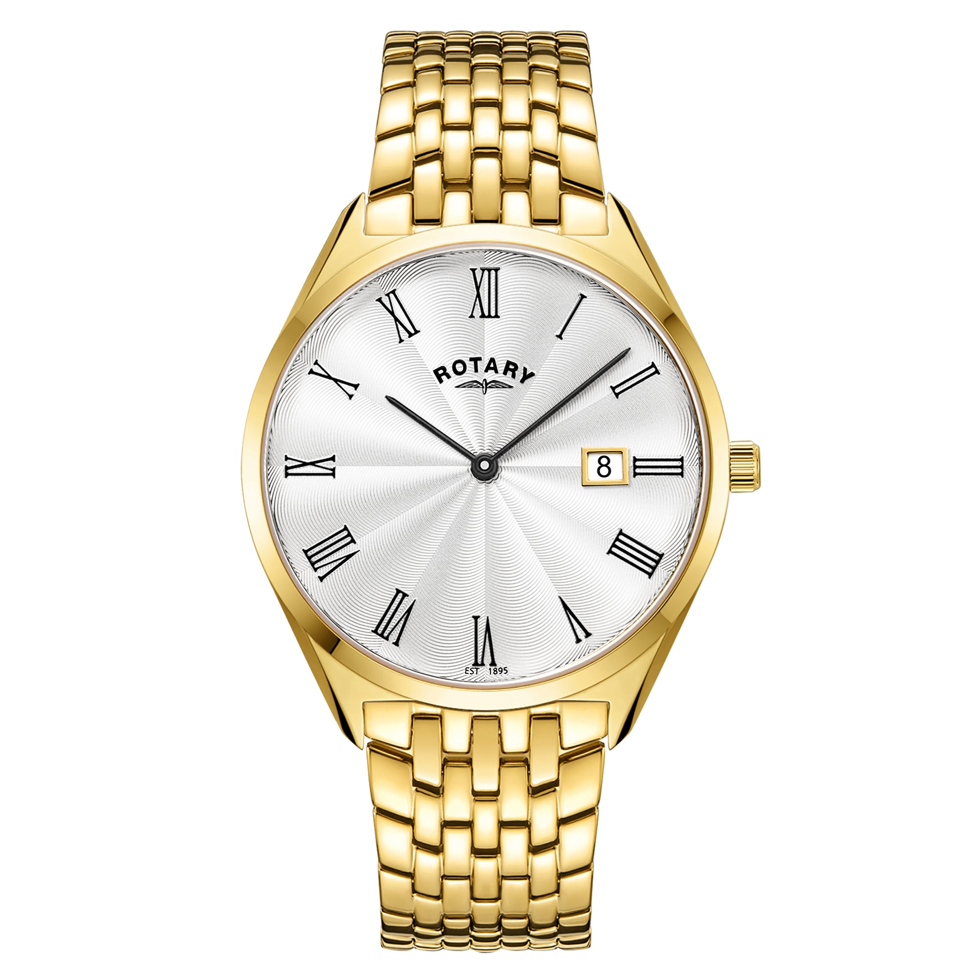 Rotary Ultra Slim 38mm Yellow Gold PVD Bracelet Quartz Mens Watch