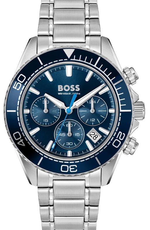 Hugo Boss Gents Sealiner Quartz Chronograph Watch 44mm Blue Dial with Blue Bezel